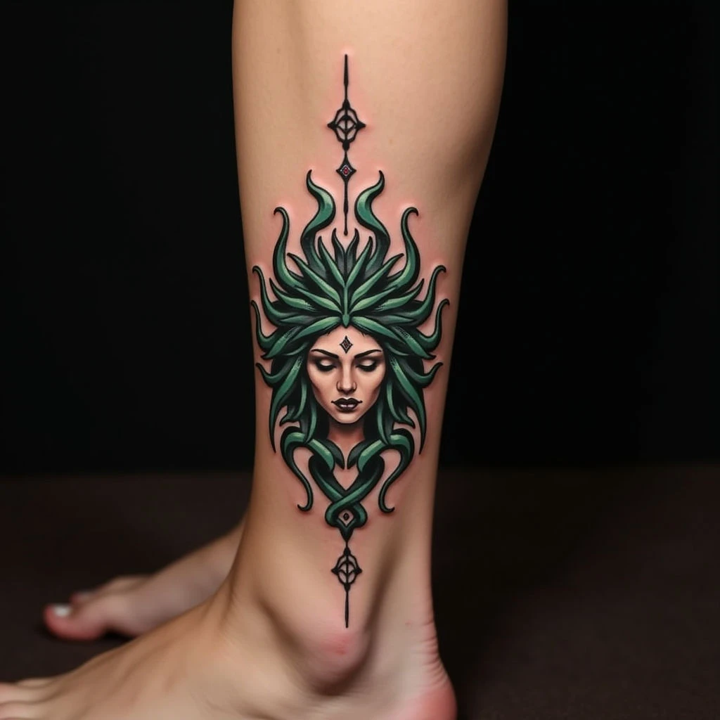 Medusa Mandala Tattoo for Women: Symbolism & Ankle Placement