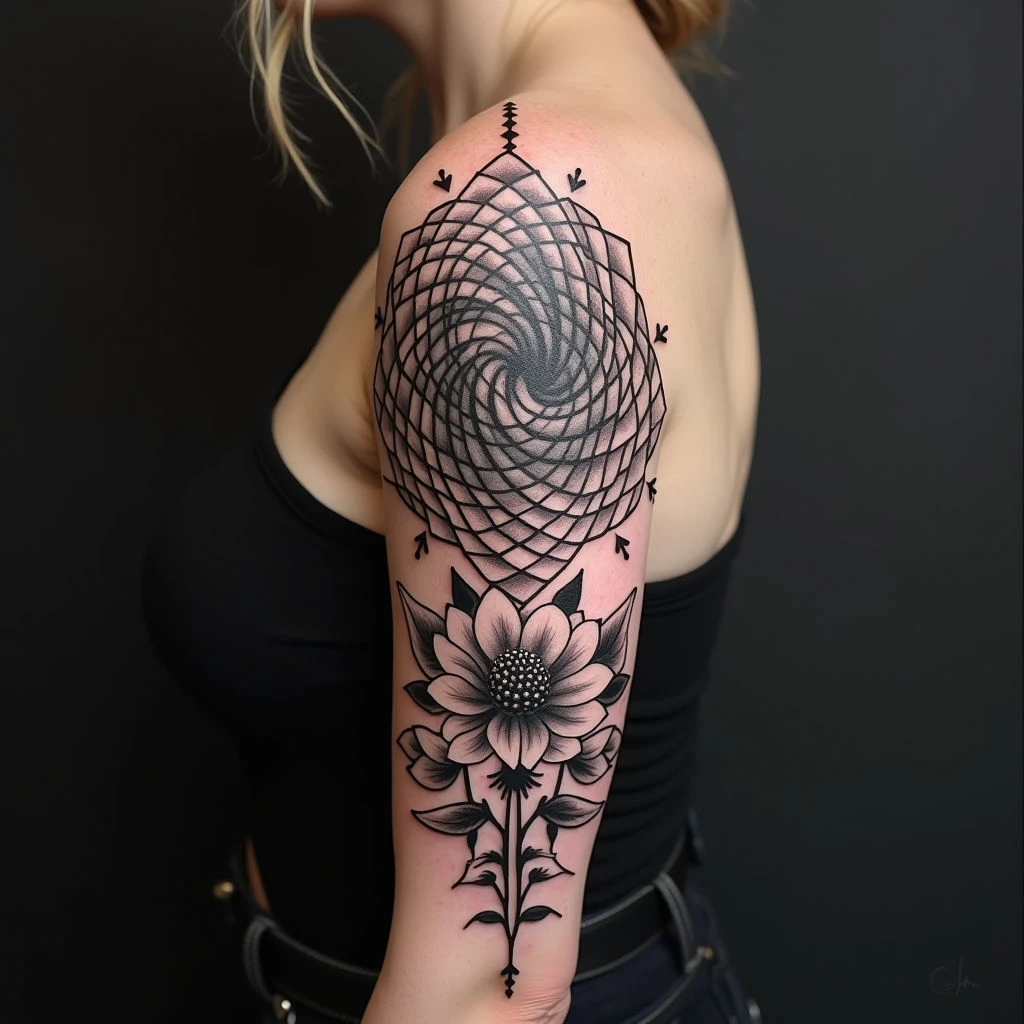 Intricate Geometric Mandala Sleeve Tattoo