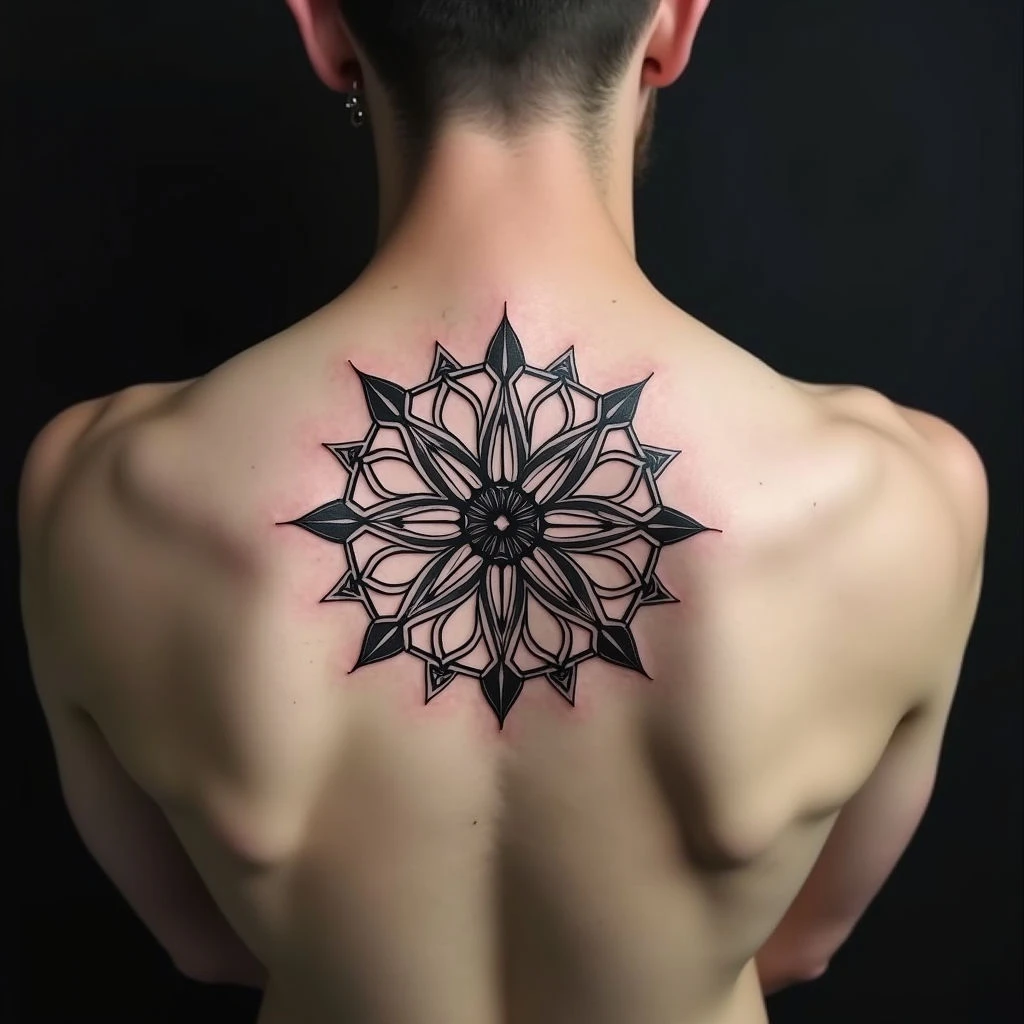 Geometric Mandala Tattoo on Shoulder - Design Inspiration
