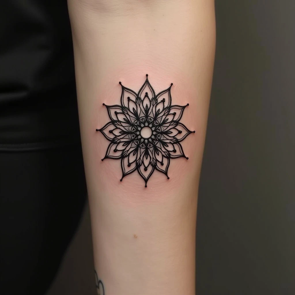 Intricate Mandala Tattoo on Forearm