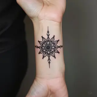Intricate Geometric Mandala Wrist Tattoo