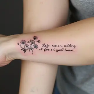 Ephemeral Beauty: Delicate Flower Tattoos with Meaningful Quotes