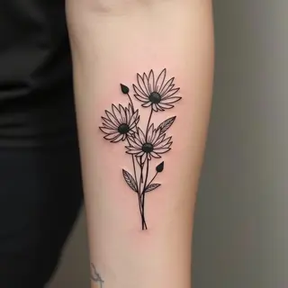 Delicate Floral Birth Flower Tattoo Design