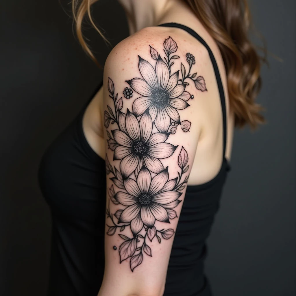 Elegant Floral Arm Tattoo Design for Women