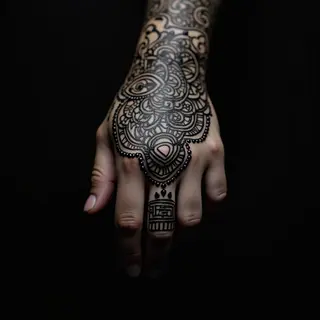 Dramatic Blackout Mehndi Design for Front Hand Coverage