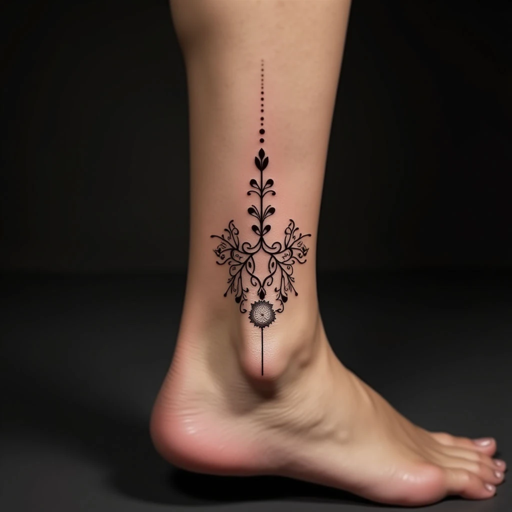 Dotwork Ankle Tattoos for Mom: Copper Memorial Designs