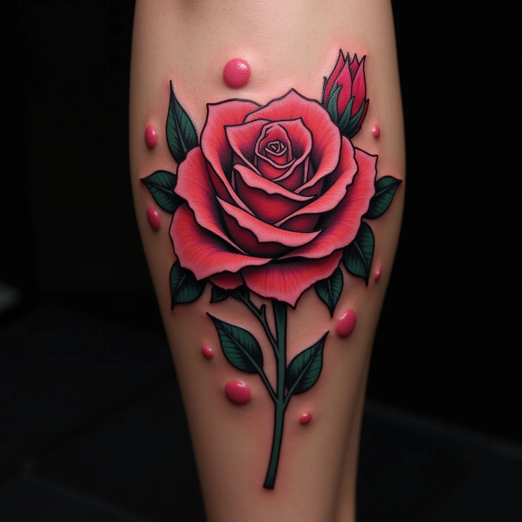 Neo-Traditional Pink Memorial Tattoo for a Loved One