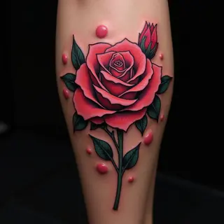 Neo-Traditional Pink Memorial Tattoo for a Loved One