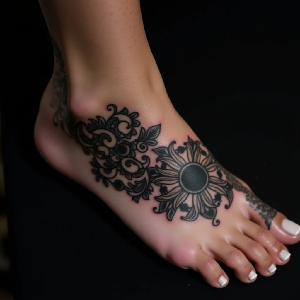 Best Friend Tattoos for Females: Tiny Blackwork Foot Designs