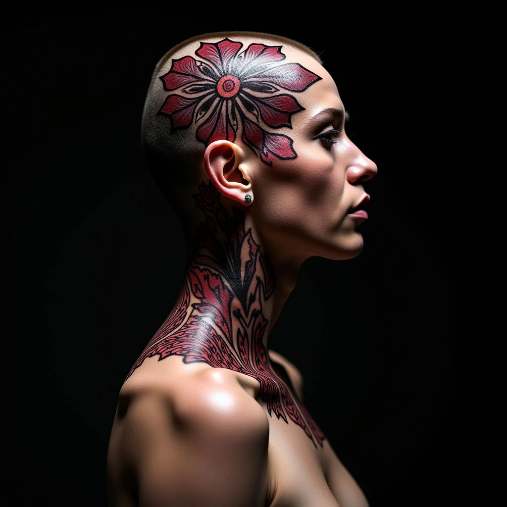 Stunning Mandala Memorial Tattoos for Head - Black, Red & White