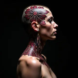 Stunning Mandala Memorial Tattoos for Head - Black, Red & White