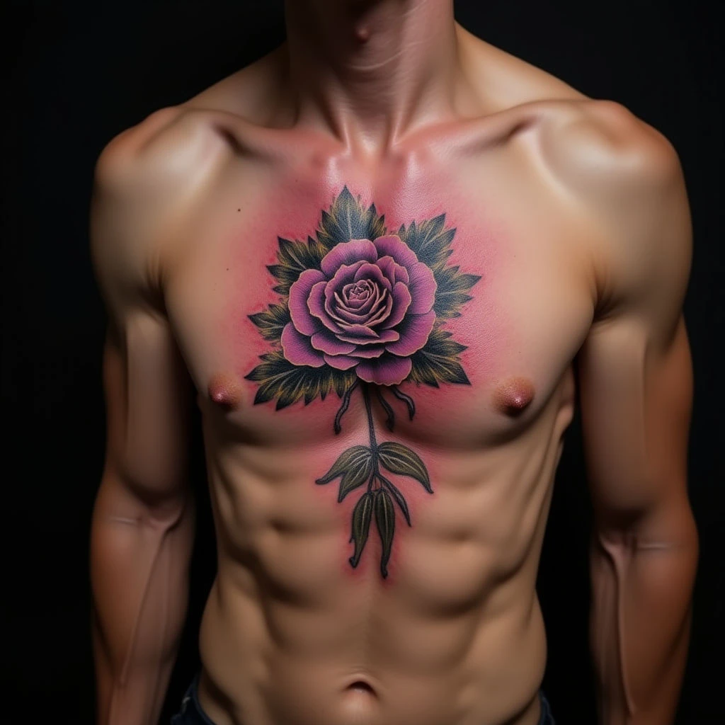 Violet Oriental Sternum War Memorial Tattoos: Honoring the Fallen