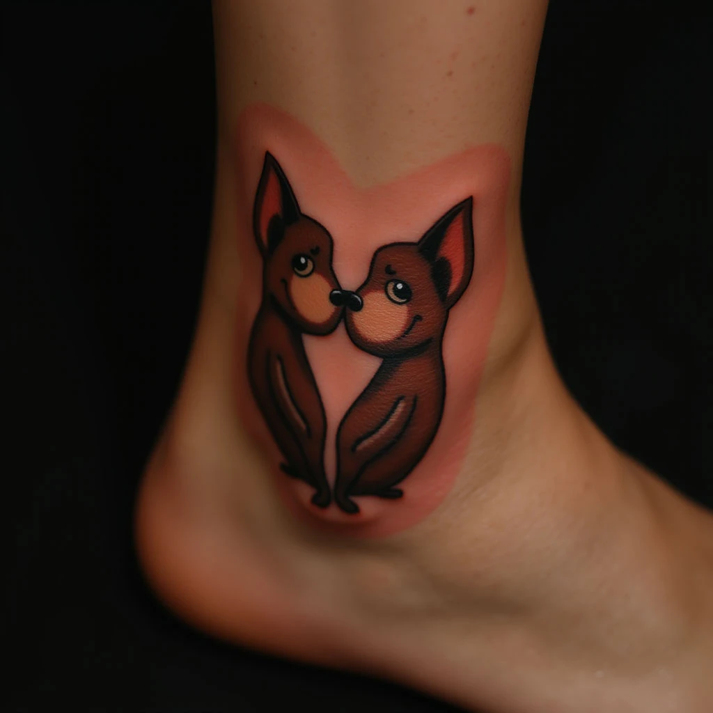 Touching Sibling Tattoos: Illustrative Ankle Designs