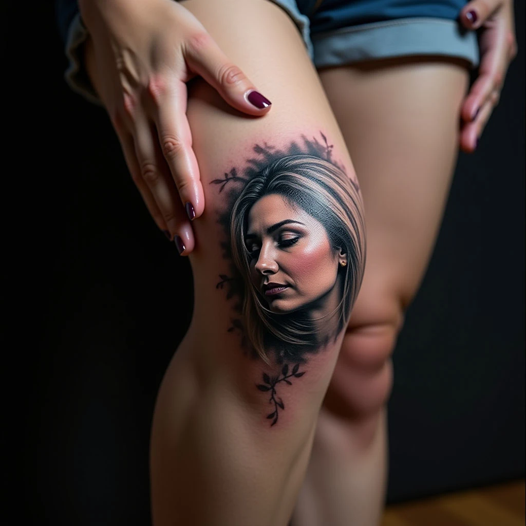 Tiny Micro-Realism Tattoo for Mom: Knee Design Ideas