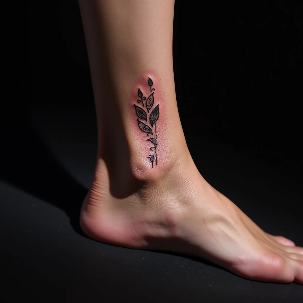 Subtle Neon Ankle Tattoos: Easy Abstract Designs