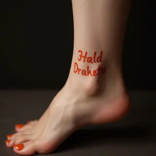 Tiny & Fierce: Minimalist Ankle Tattoos in Red-Orange