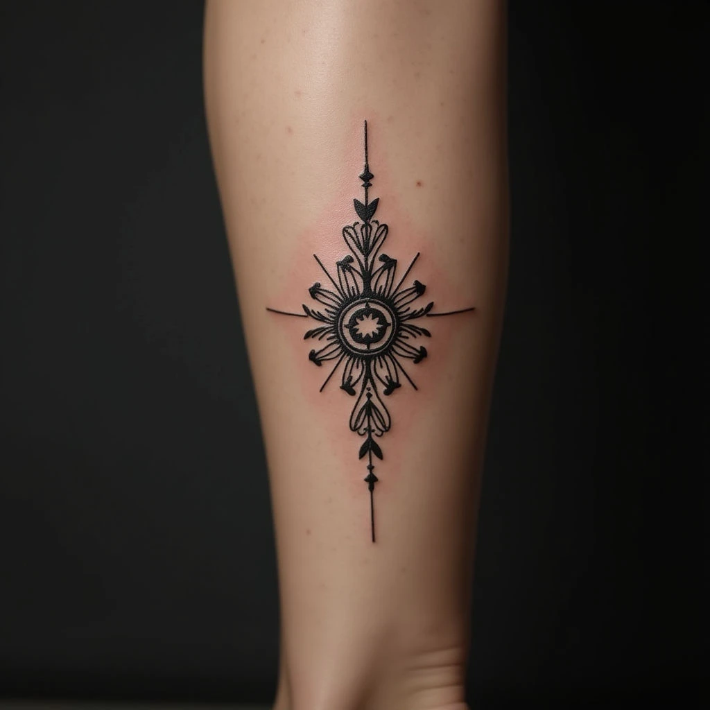 Delicate Brown Minimalist Tattoos for Women on the Calf