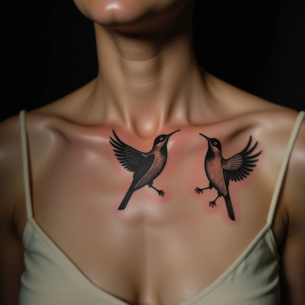 Delicate Little Bird Tattoos for Women: Collarbone Designs