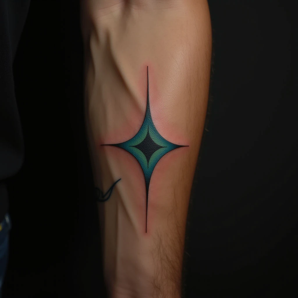 Forearm Tattoos for Guys: Minimalist Blue & Green Designs