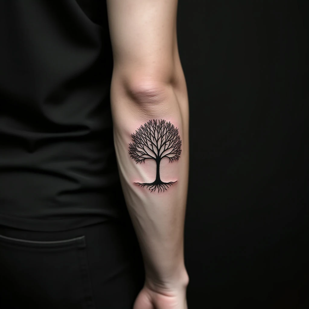 Minimalist Family Tree Tattoos for Guys: Forearm Designs