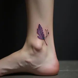 Cool & Simple Ankle Tattoos: Fine Line Purple Designs