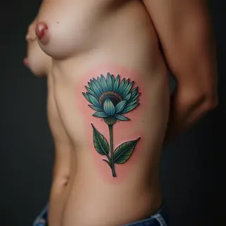 Simple Flower Tattoos: Delicate Blackwork Designs for Your Ribcage