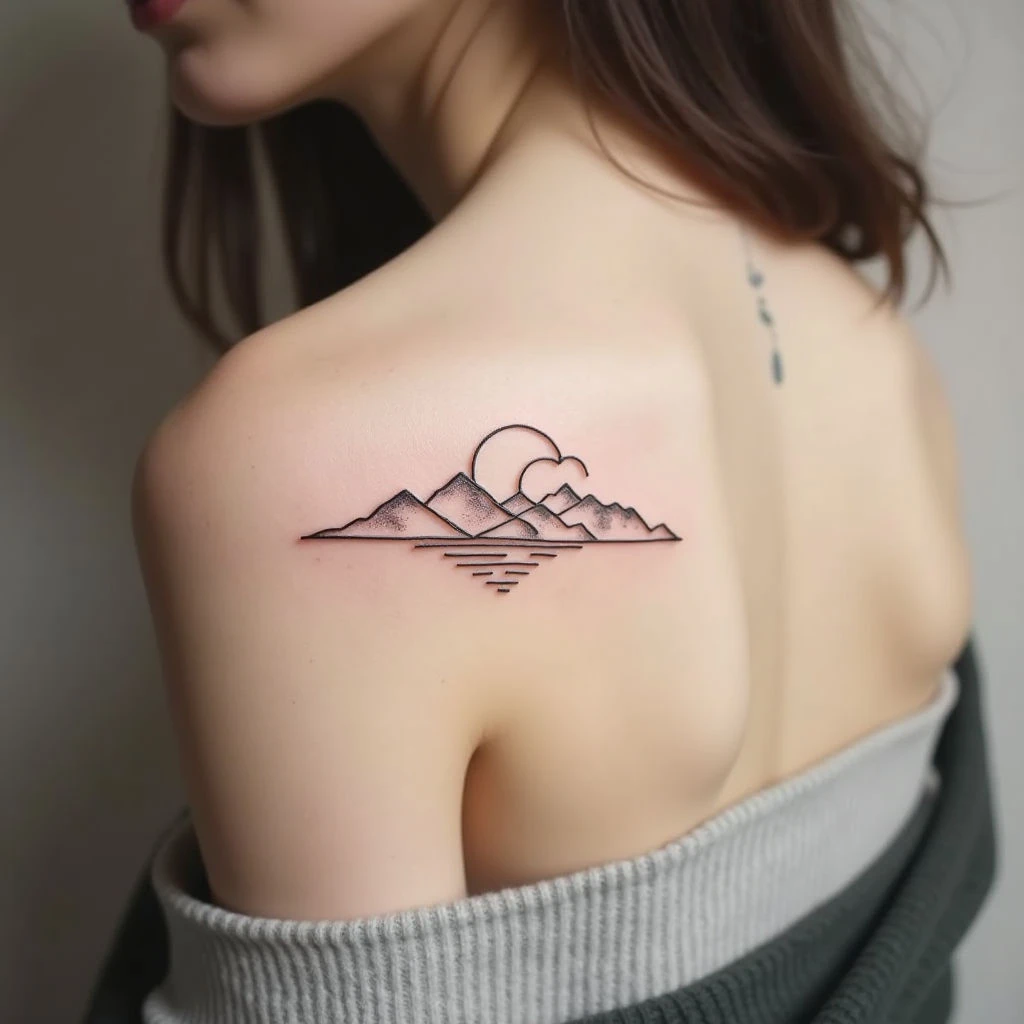 Minimalist Landscape Tattoo: A Delicate Horizon