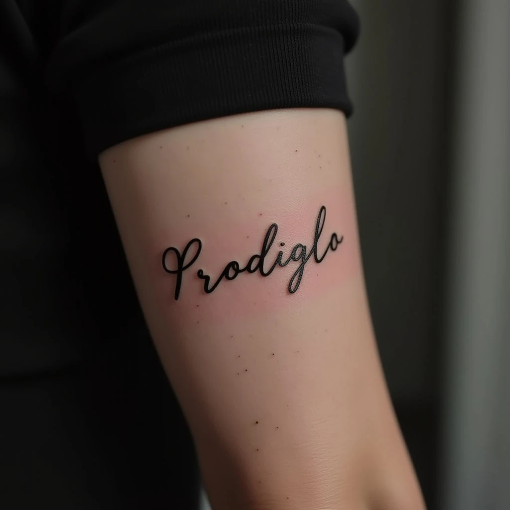 Minimalist Lettering Tattoos for Women's Arms