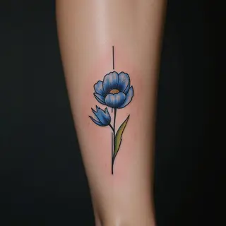 Delicate Blue Linework Tattoos for Girls - Hand Inspiration