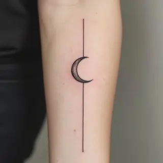 Minimalist Moon Line Tattoo: A Delicate Connection