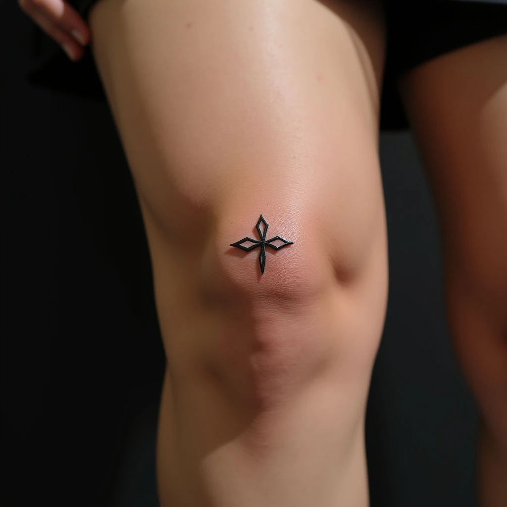 Delicate Mother Symbol Tattoo: A Small Knee Design in Yellow