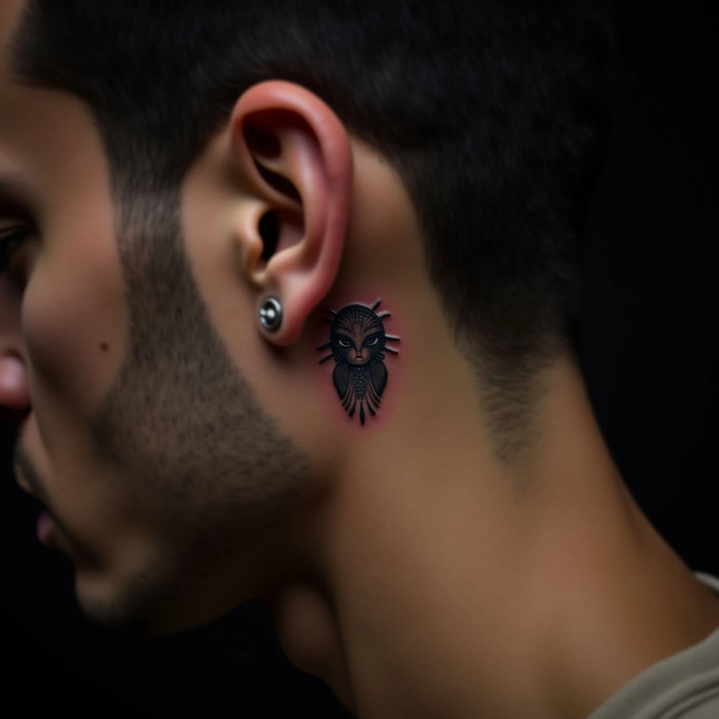 Subtle & Stylish: Neo-Traditional Behind Ear Tattoos for Men