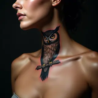 Delicate Owl Neck Tattoos: Simple Designs for Women