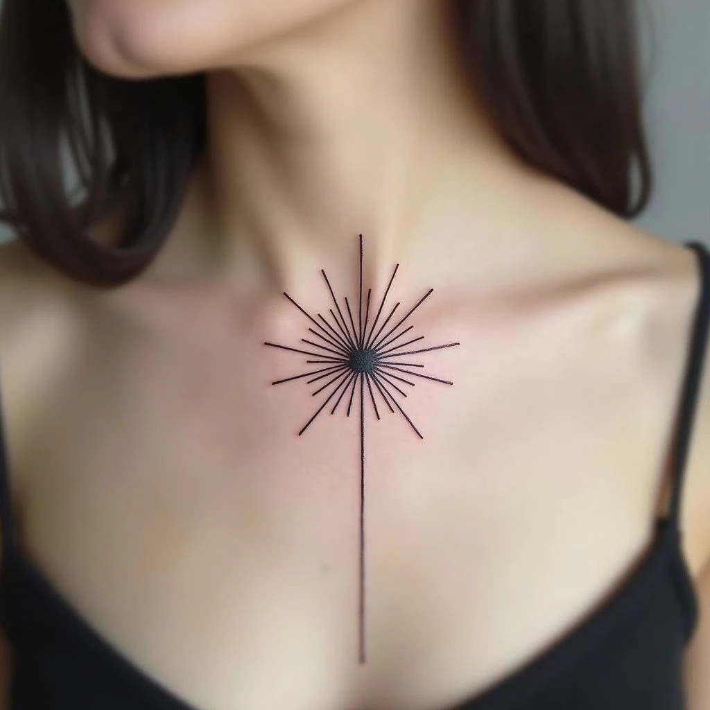 Minimalist Sun Tattoo: A Delicate Ray of Light