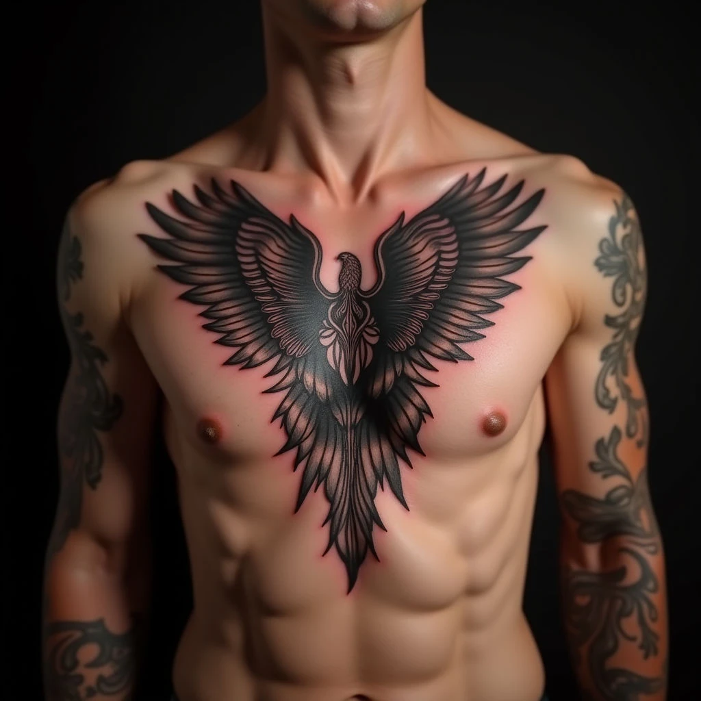 Striking Surreal Sternum Tattoos for Men: Bold & Minimal Designs