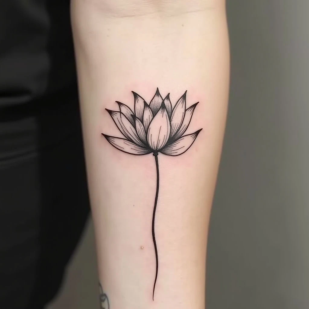 Minimalist Lotus Tattoo: A Delicate Bloom
