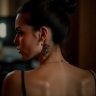 Tiny Trash Polka Tattoos for Girls Behind Ear