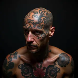 Bold Head Tattoos for Men: Trash Polka Inspiration