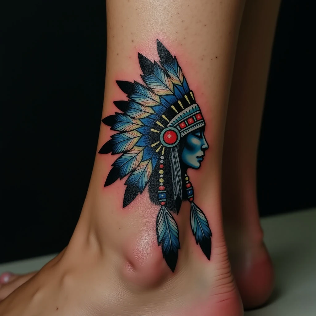 Native American Headdress Tattoo: Meaning & Trash Polka Style
