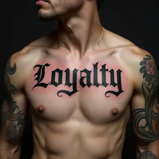 Loyalty Inscribed: A Gangster Chest Tattoo Design