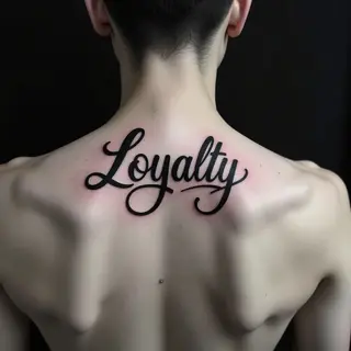 Loyalty Script Tattoo Design: Neck Placement Inspiration