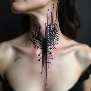 Abstract Circuitry: A Neck Tattoo Exploration