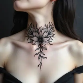 Intricate Floral Neck Tattoo Design