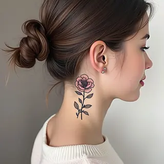 Delicate Neck Tattoos: Rose, Geometric, and Bird Designs