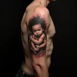 Neo-Traditional Child Tattoos for Mom & Dad - Arm Sleeve Ideas