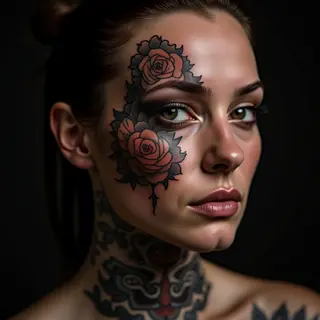 Neo Traditional Biomechanical Face Tattoos: A Copper Awakening