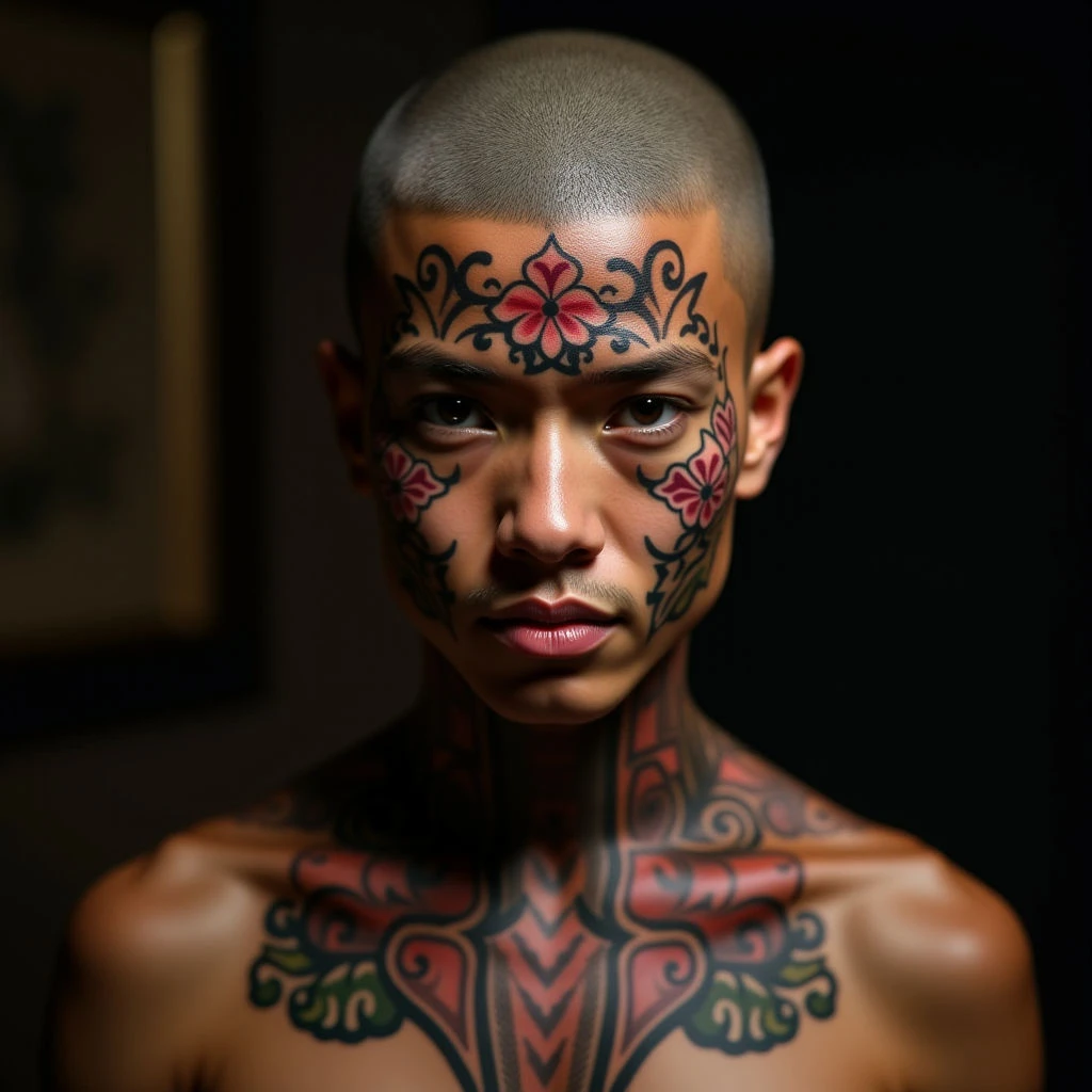 Powerful Words Tattoo Ideas: Neo-Traditional Headpiece