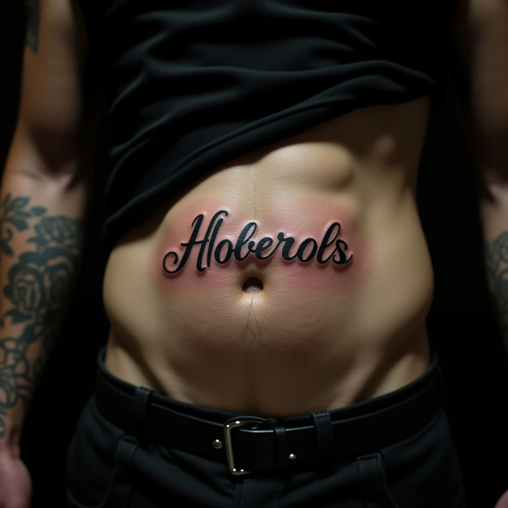 Neo-Traditional Initial Tattoo Ideas for Men - Stomach Placement