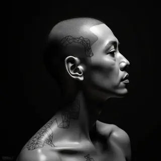 Neo Traditional Japanese Geometric Head Tattoo Design