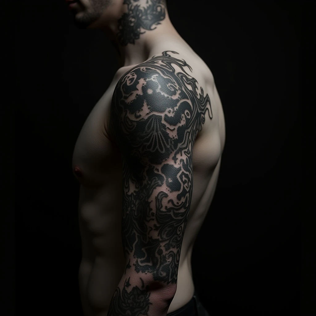 Neo Traditional Japanese Gothic Shoulder Tattoos: A Dark Fusion